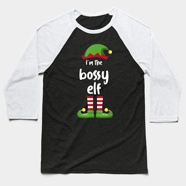 I'm The Bossy Elf Family Matching Christmas Pajama Gifts Baseball T-Shirt by SloanCainm9cmi